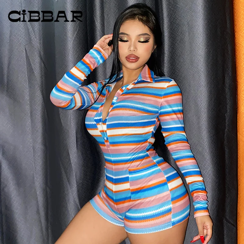 

Женский комбинезон CIBBAR в радужную полоску, Клубная одежда, сексуальный женский комбинезон с шортами в эстетике, повседневный комбинезон с д...