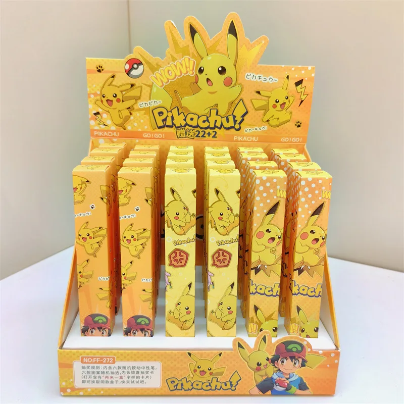 Фото 24 шт./лот Kawaii Pokemon Press гелевая ручка милые 0,5 мм черные чернила ручки для подписи рекламный подарок школьные принадлежности №1