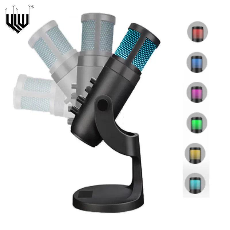 Конденсаторный USB-микрофон с подсветкой типа C микрофон для телефона ПК прямой