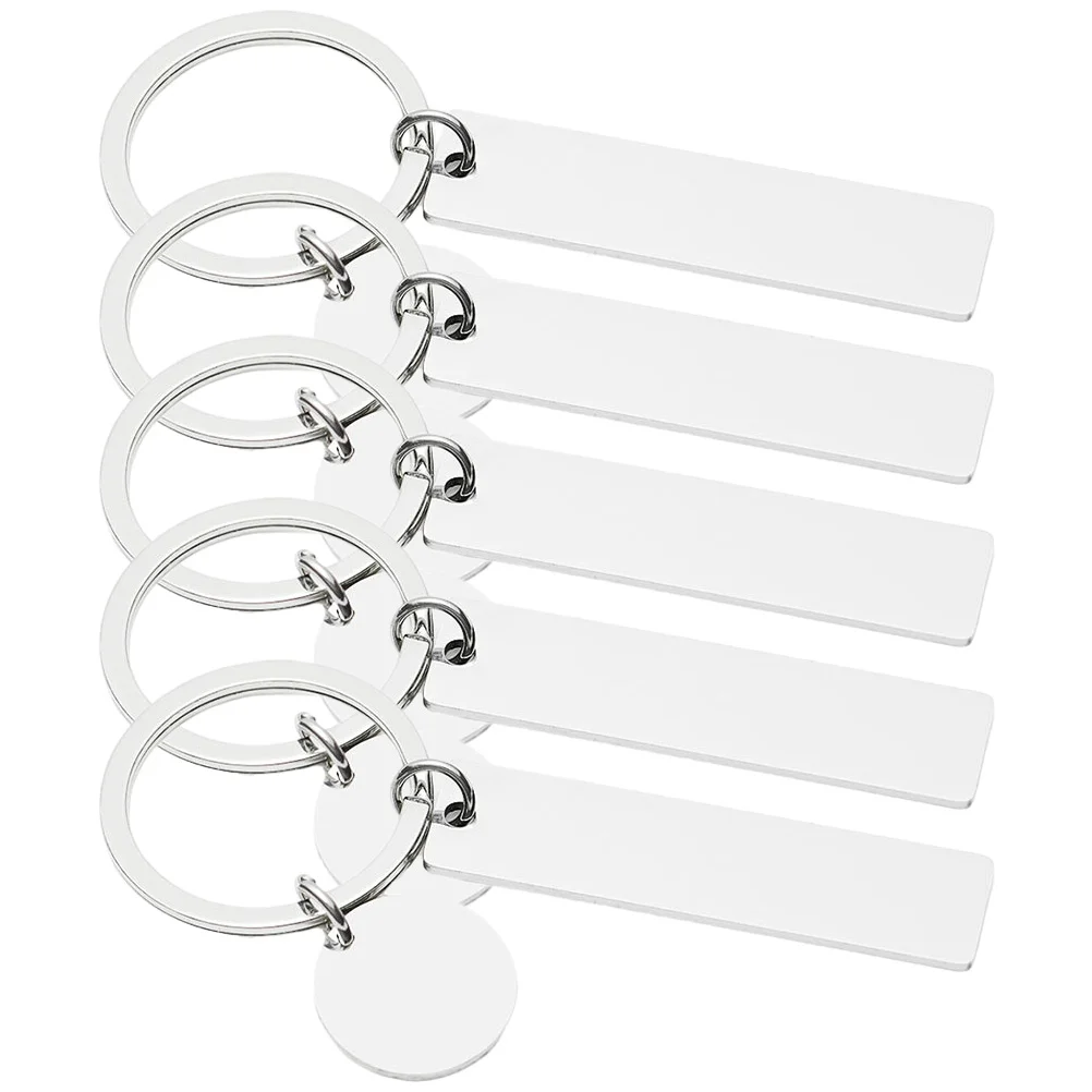 

DIY Engraving Tags Key Blank Keychains Rectangle Ketchains Metal Stainless Steel Rings