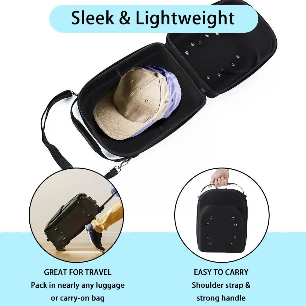 

Baseball Cap And Hat Storage Box With Carrying Handle Travel Hat Baseball Cap Carrier Strap Sport Storage Case Box And Shou R1D1