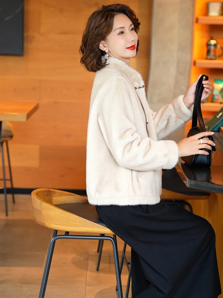 Haining шуба женская из искусственного норкового меха 2024 зимняя новая мода