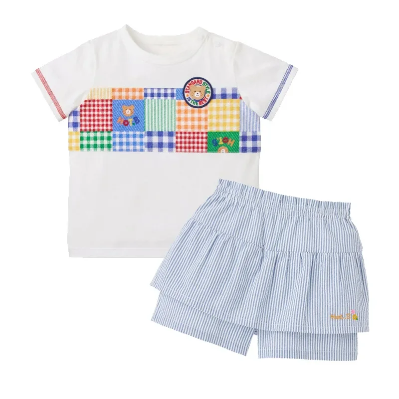 Детская одежда miki Новинка лета 2023 простые полосатые шорты для девочек с буквами HB