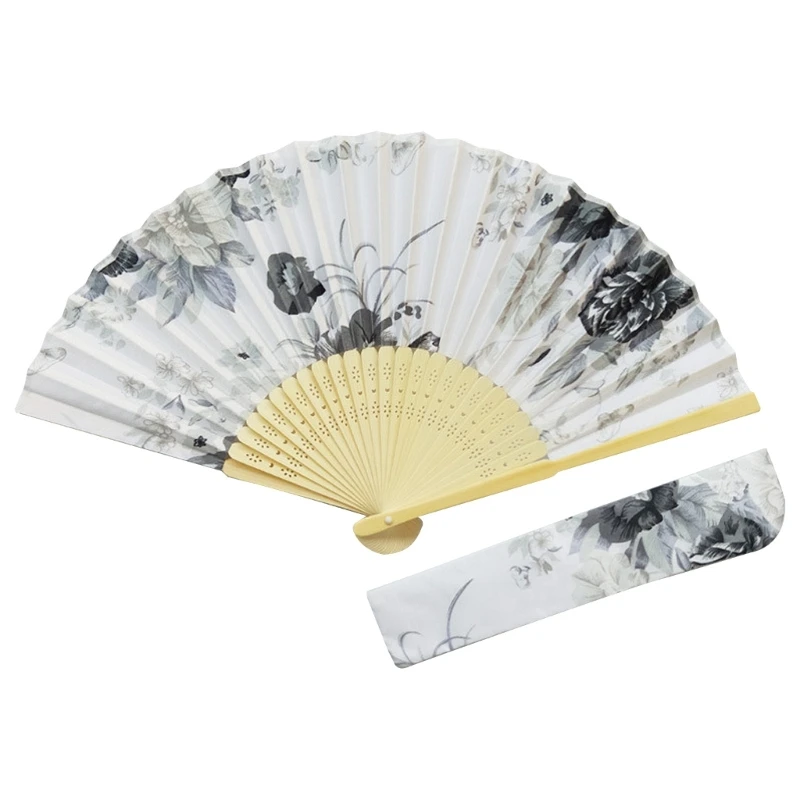 

Floral Folding Hand Fan Vintage Bamboo Fans with Storage Bag for Wedding Dancing Party Music Festival Performances Decor
