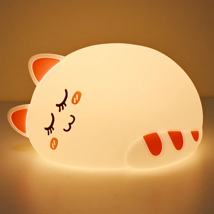 

Dropshipping LED Night Light Cat Animal USB Charge Silicone Cartoon Nursery Lamp Baby Night Lamp Children Birthday Gift Toy