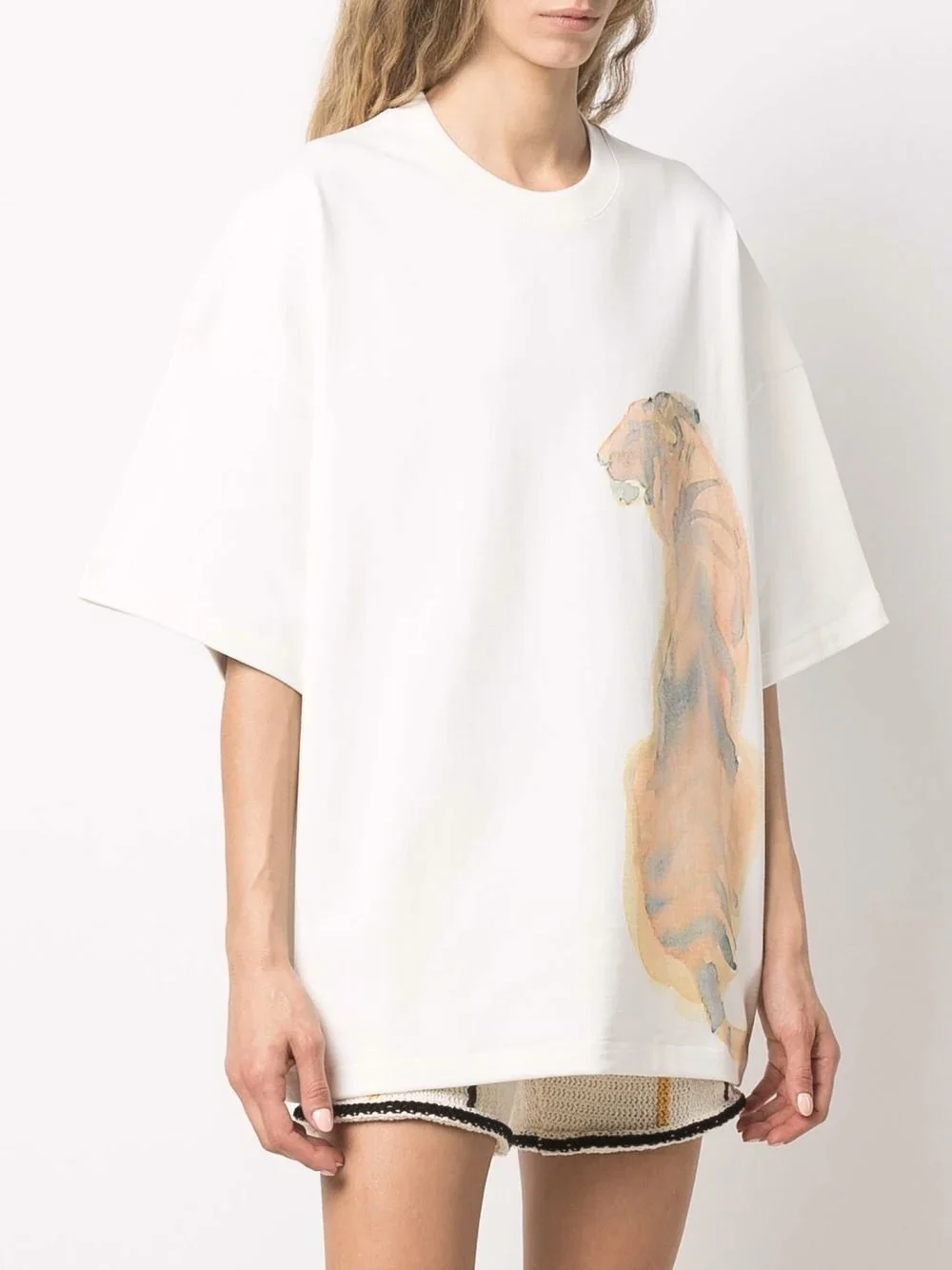 

125044 роскошная дизайнерская одежда, модная классическая модная Акварельная футболка с круглым вырезом и надписью «год Тигра»