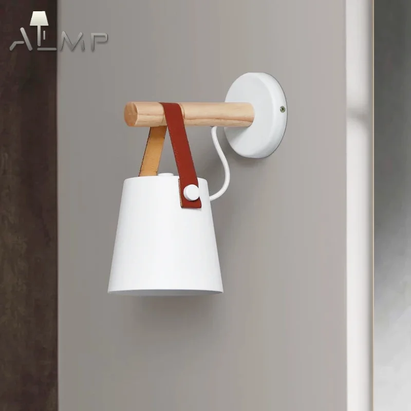 

Home Wall Lamps Belt Wood Wall Lights E27 Bedside Nordic Style Living Room Wall 110-240V 5W LED Wall Light Outdoor Lighting Lamp