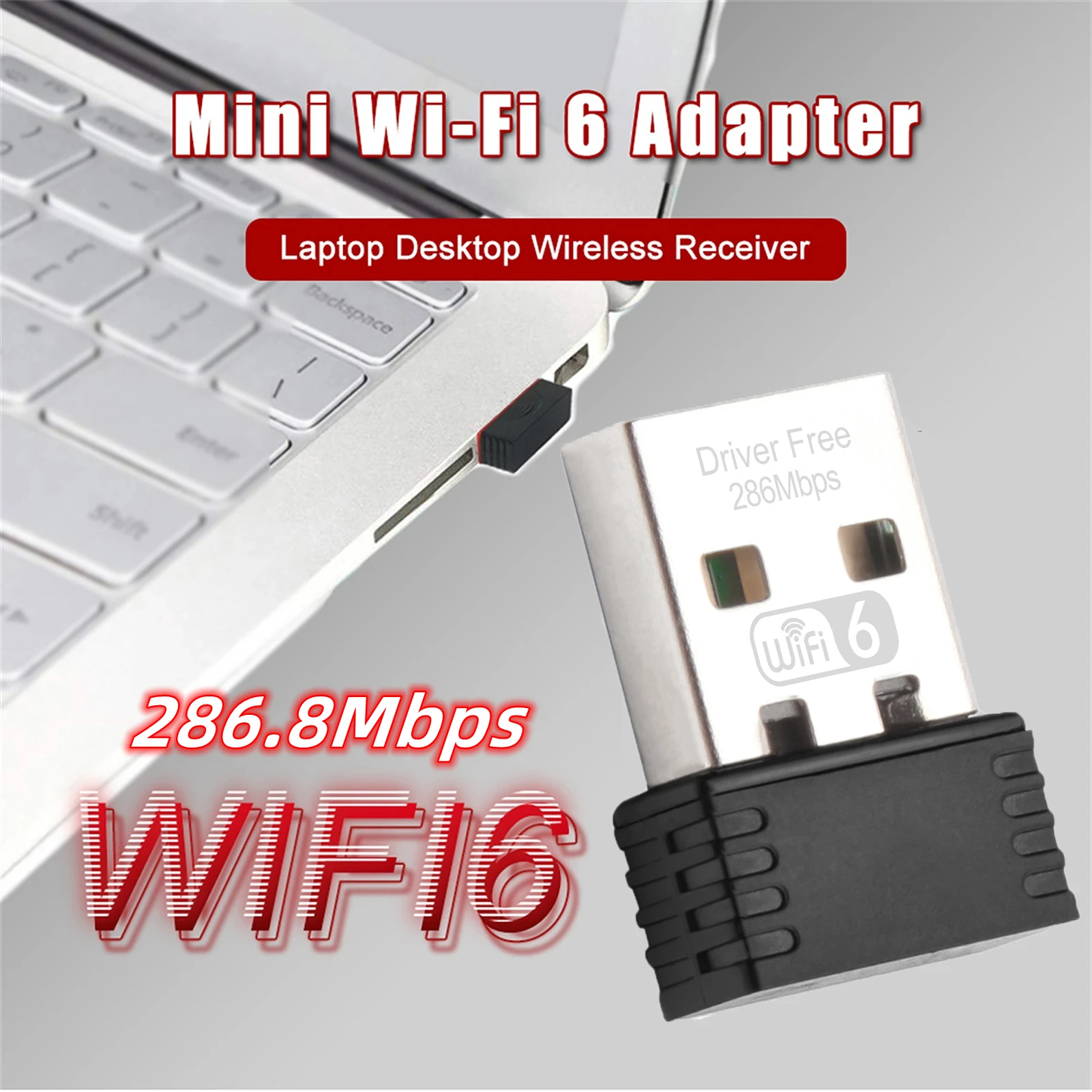 

USB WIFI Adapter WIFI 6 Dongle Network Card 2.4G 286.8Mbps Drive Free Computer Fast Network Card Small And Convenient