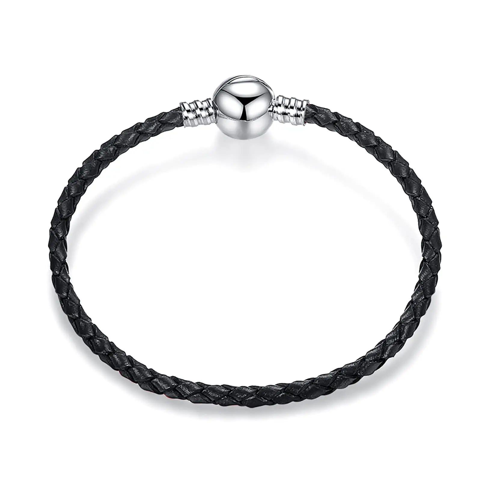 Популярный кожаный браслет с шариковой пряжкой из нержавеющей стали 3 мм
