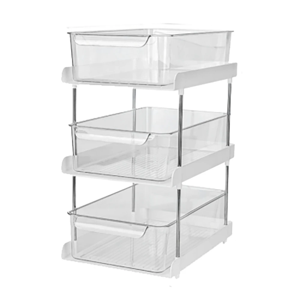 

3 Tier Organizer with Clear Drawer Bins Great for Under Kitchen Sink Organizing and Bathroom Cabinet Storage Organizer