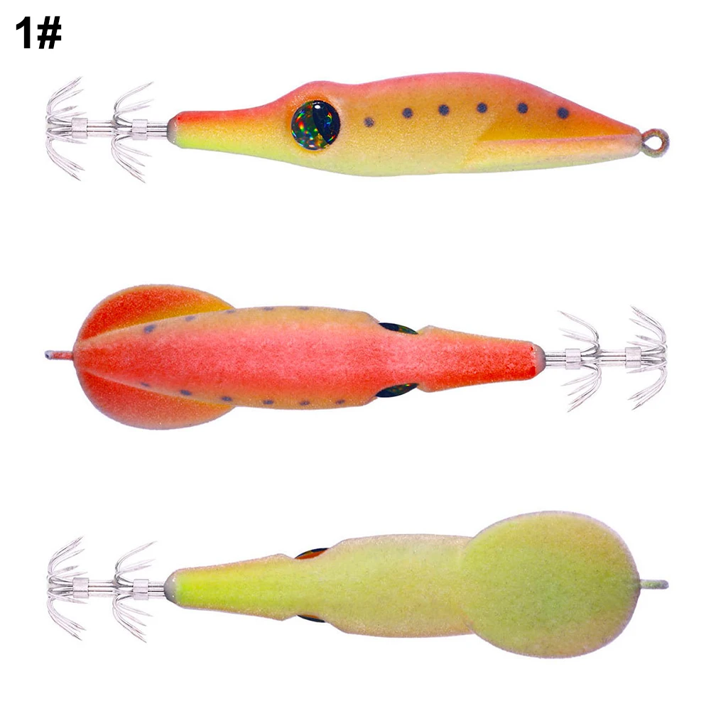 

New Squid Fishing Bait Fishing Lures 9.5cm 6g Wood Shrimp Lures 3D Eyes Artificial Bait For Sea Fishing Squid Jig Hook