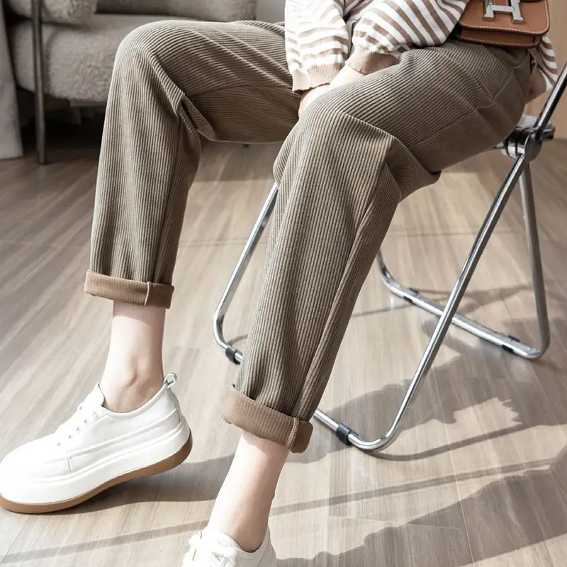 

Autumn And Winter New Corduroy Elastic Waist Harun Pants Women's High Waist Loose Casual Pants Radish Pants
