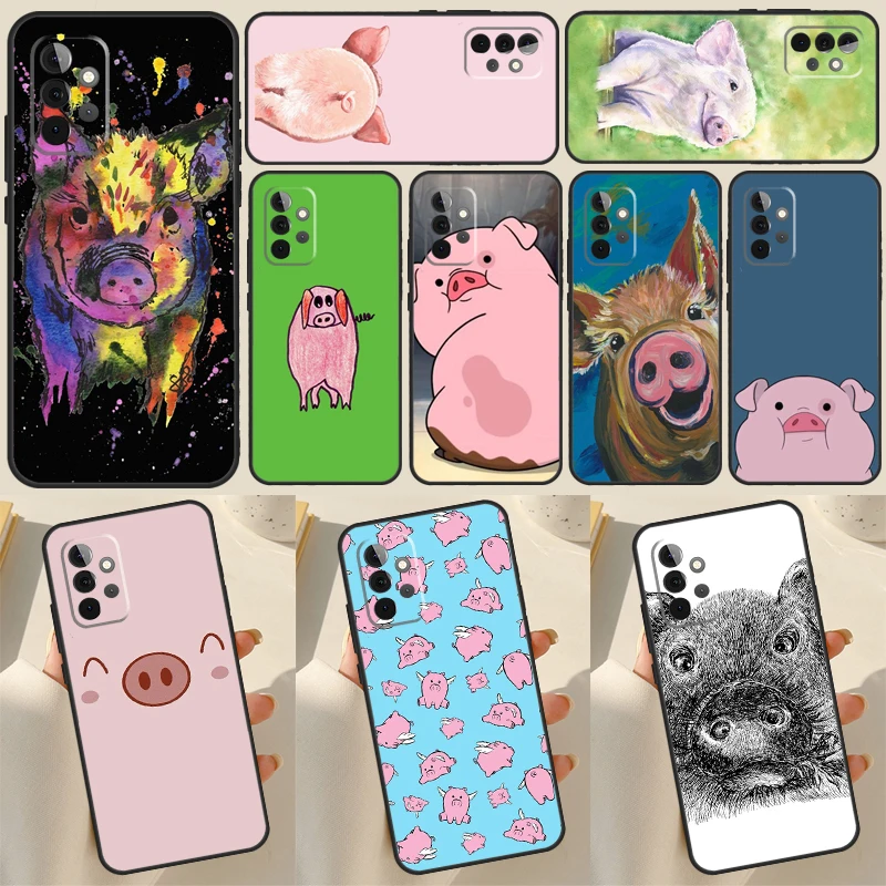 

Cartoon Pig Case For Samsung Galaxy A13 A33 A53 A73 A51 A71 A50 A12 A22 A32 A52 A72 A52S A21S Cover