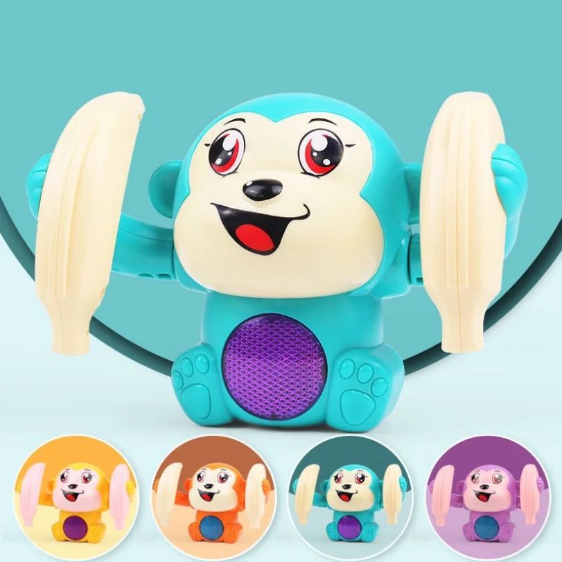 

Baby Gifts Electric Tumbling Rolling Monkey Baby Toys Tumbling Piggy Light Music Educational Voice Control Early Education Toys