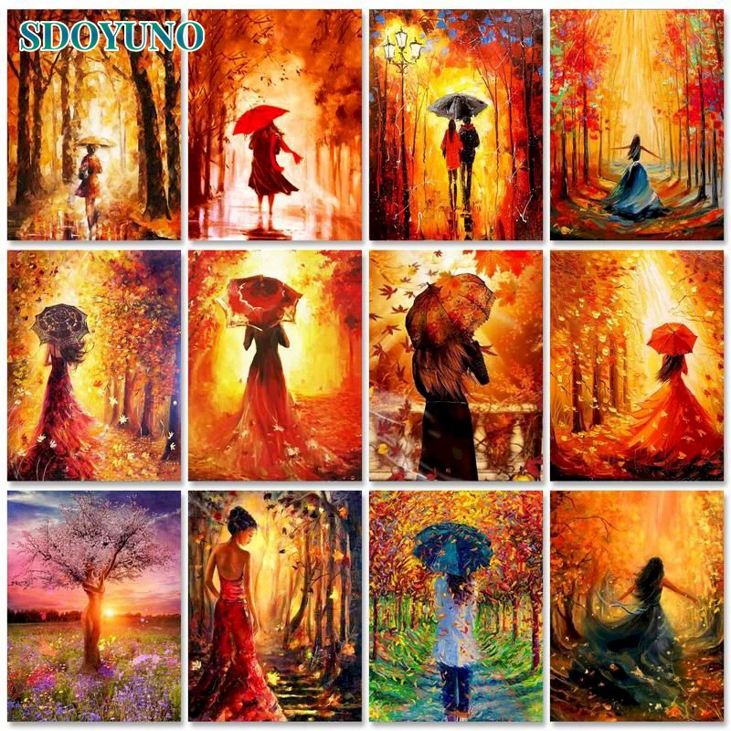 

SDOYUNO 60x75cm Painting by numbers For Adults Canvas painting Figure DIY Handpainted Coloring Painting Numbers Art Home decor