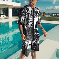 summer vintage pattern 3d printing men tracksuit mens oversized cloth t shirt shorts outfits sets streetswear male t shirt suit