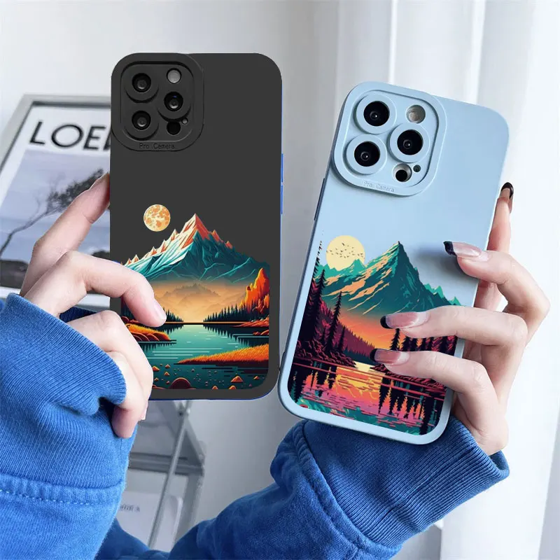 

Sunset Scenery Phone Case for iPhone 14 Pro Max Plus 13 12 11 Pro Max XR XS XR 7 8 Plus SE 2020 Soft Silicone Back Cover Fundas
