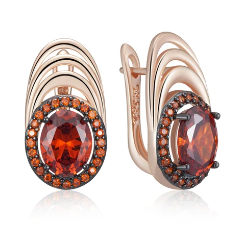 Серьги-капельки Kinel с красным цирконом