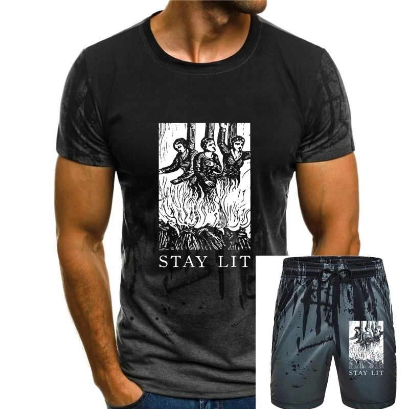 

Occult Stay Lit Satan Devil Hell Unholy Antichrist Witch Short Sleeve T-Shirt T Shirt Summer Fashionable Mens Tees Summer Cotton