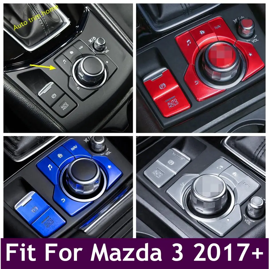 

Red / Blue / Silver Electronic Parking Brake / Center Console Multimedia Button Cover Trim Fit For Mazda 3 2017 2018 Accessories