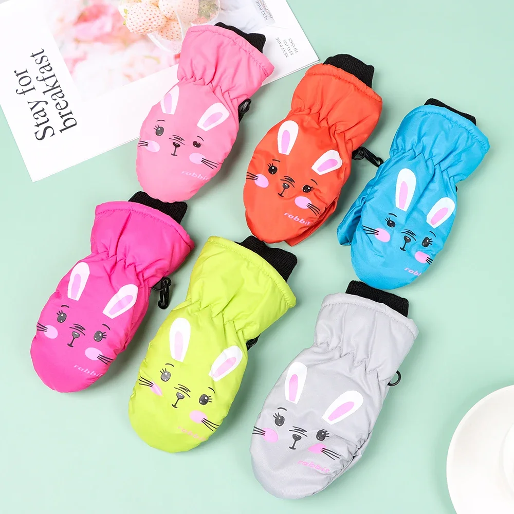 

Baby Kids Gloves Winter Warm Thick Windproof Cartoon Rabbit Full Finger Mittens For Children Toddler Boys Girls 0-5 Years