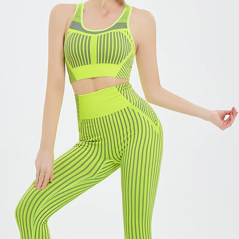 

striped seamless legging sets gym set yoga sets women gym clothes 2023 fitness clothing workout set sportswear crop top
