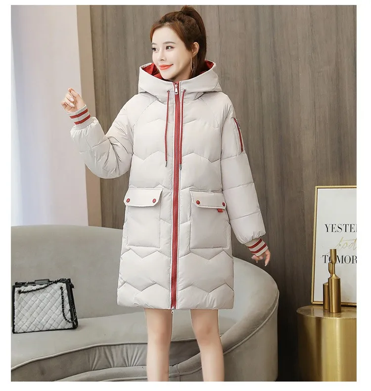 

Длинная осенне-зимняя куртка H022, женское утепленное пузырьковое пальто, свободная верхняя одежда большого размера, повседневные хлопковые ...