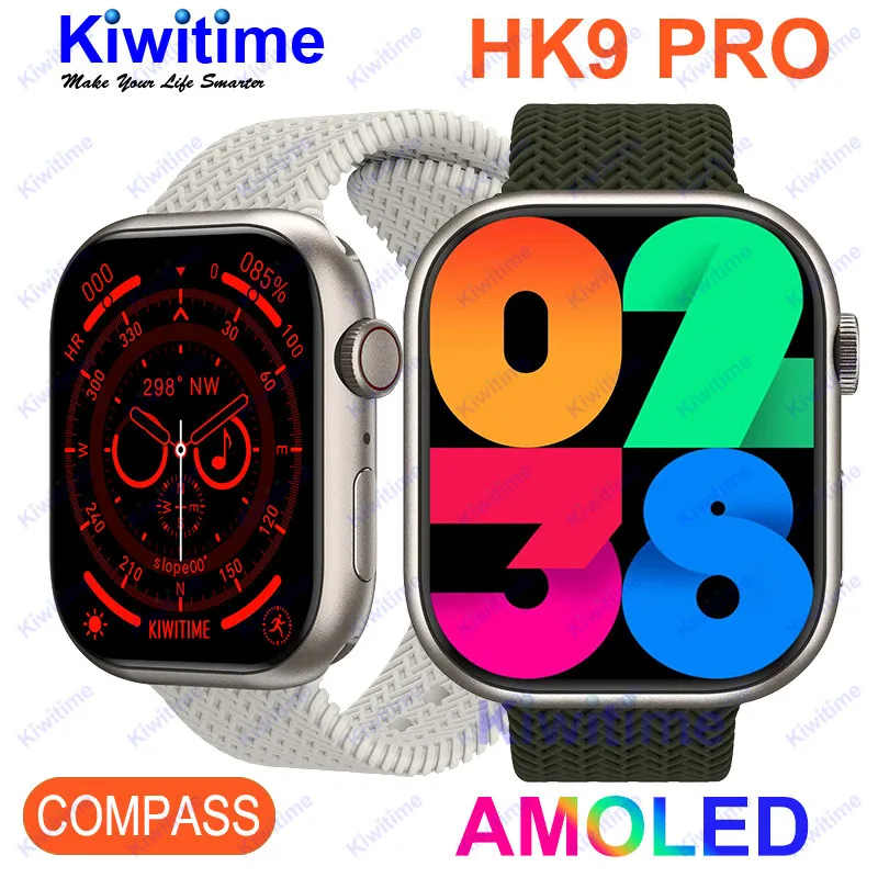 

2023 KIWITIME HK9 Pro Gen 2 ChatGPT Smart Watch IWO Series 9 Bracelet AMOLED Compass Heart Rate Monitor Smartwatch for Men Women