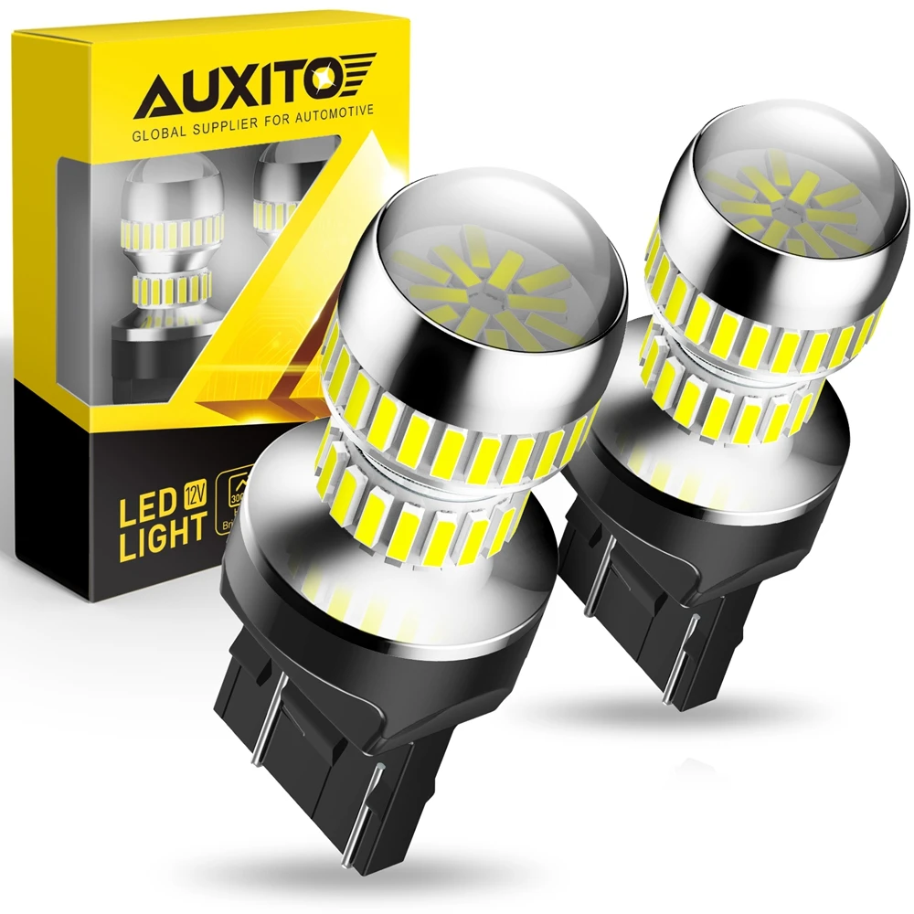 

AUXITO 2 шт. T20 W21/5W 7443 7440 Светодиодные лампы для автомобильных DRL Супер яркие 12 В 6000 К Белые W21W WY21W Светодиодные дневные ходовые огни