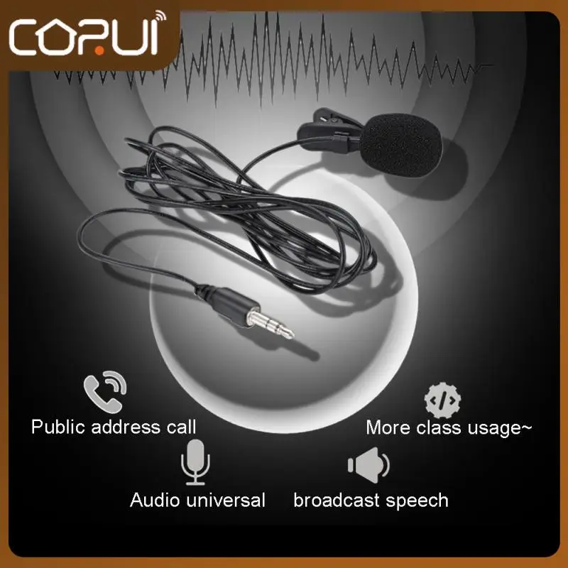 

1PC 1.5m Clip On Lapel Microphone Hands Free Wired Condenser Mini Lavalier Mic 3.5mm Jack Wired For Phone