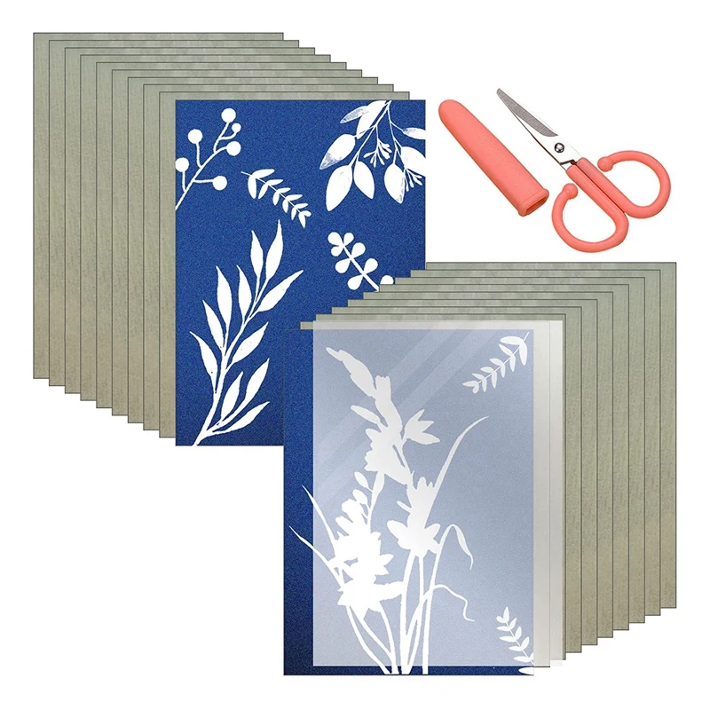 

Cyanotype Paper Kit, A4 Sun Printing Paper 22 Pcs High Sensitivity Sun Printing Paper, Natural Printing Paper Kit