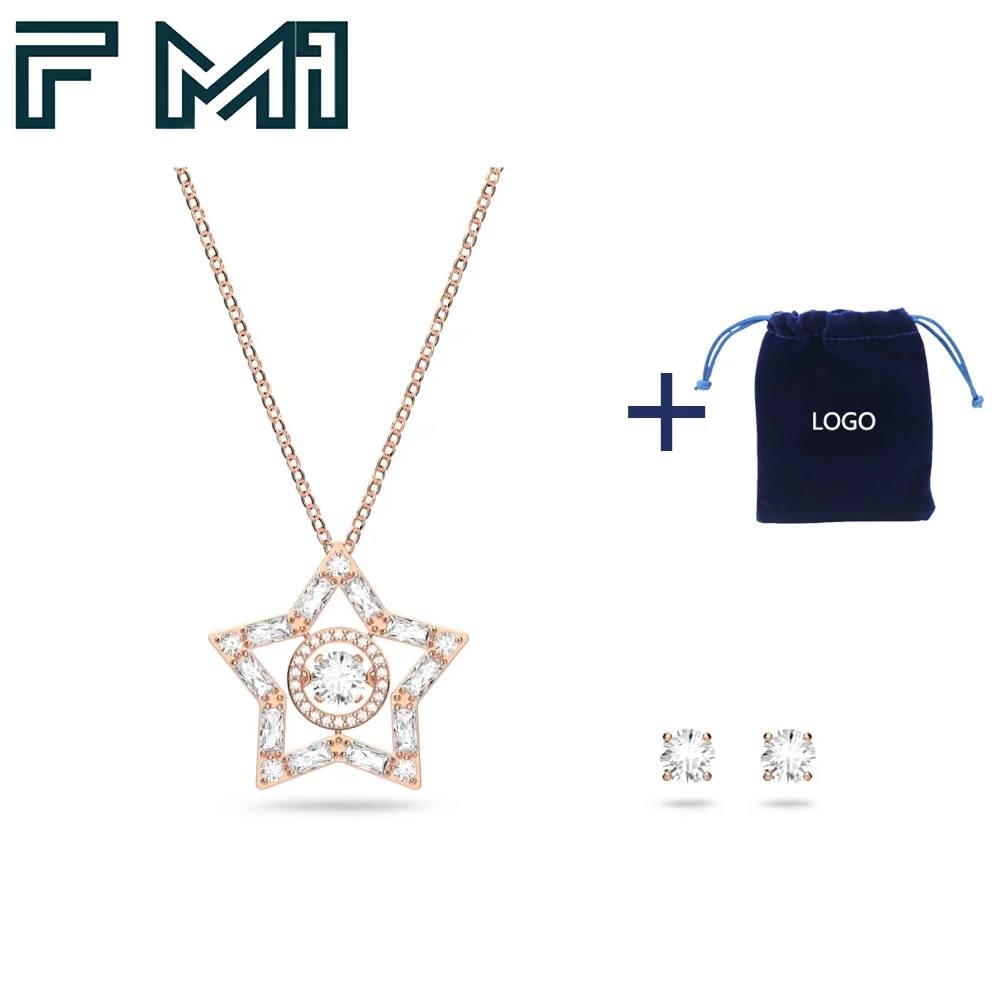 

2023 Green Necklace High Jewelry Austrian Crystal Original Sunshine Necklace 925 Sterling Silver Earrings For Women