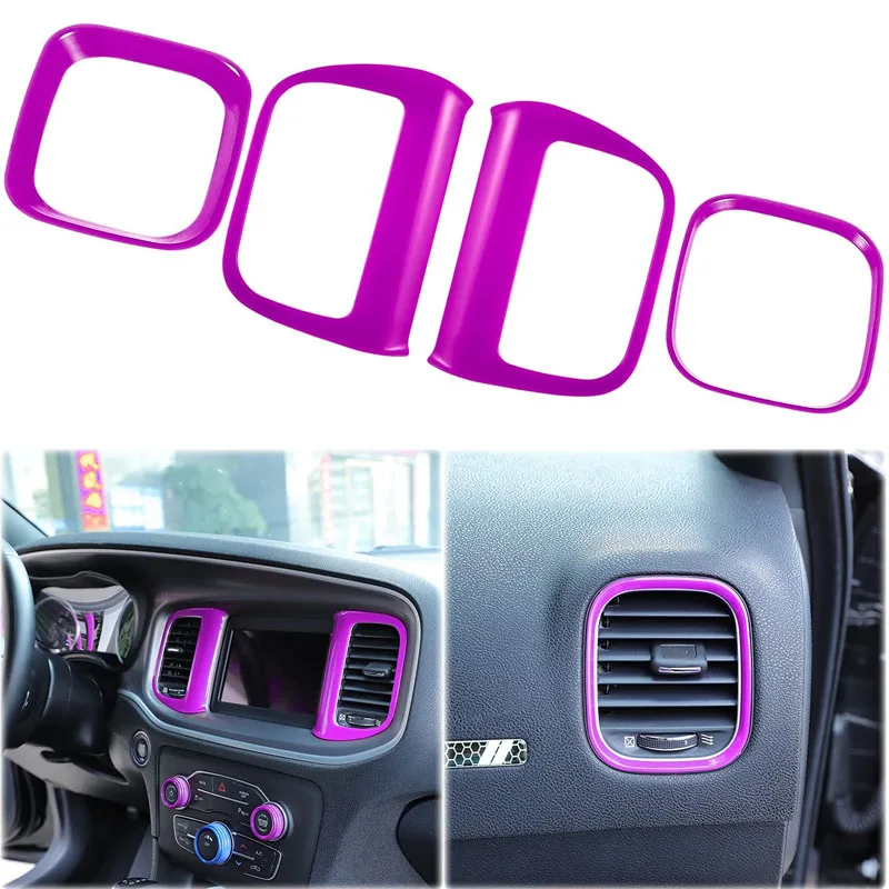 

Air Outlets Trim Cover Air Conditioner Center Control AC Panel Vent Trim Cover ABS Interior Accessories for 15-21 Dodge Charger