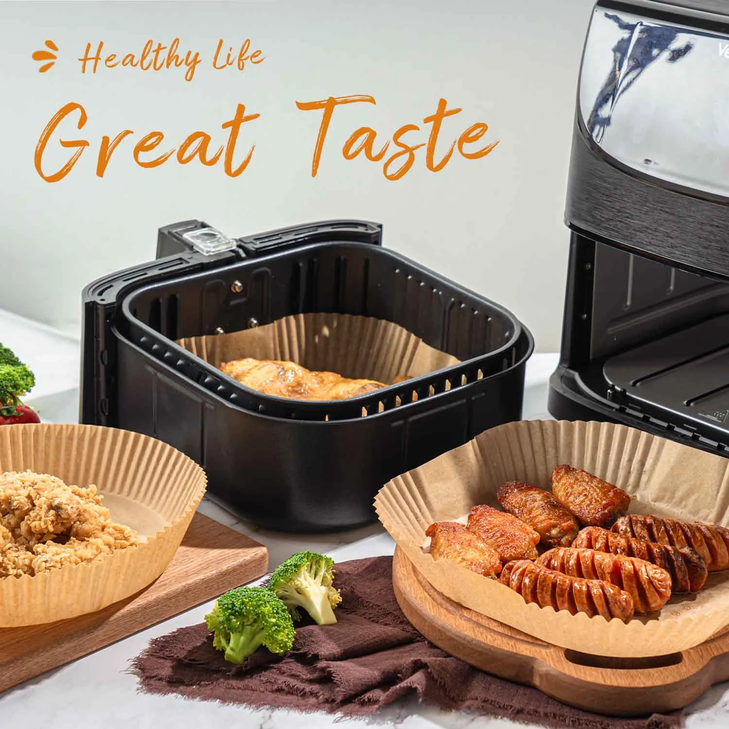 

Kreaid Air Fryer Disposable Paper Liner 7.9 inch Round 50 Pack Non-Stick Air Fryer Liners Baking Paper Food Grade