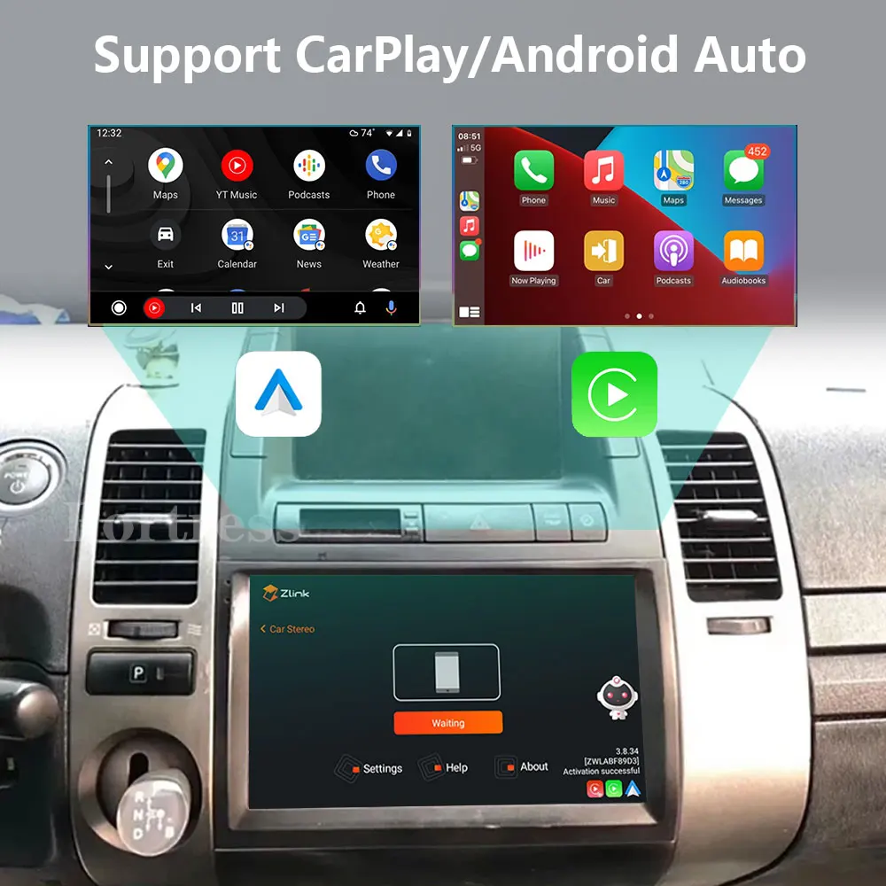 Фото Android 16 для Toyota Prius 20 2003-2009 авто радио мультимедиа стерео головное устройство плеер навигационный экран GPS Carplay без 2din DVD №2
