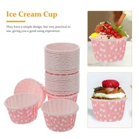 50pcs paper bowl yogurt ice cream cup useful dessert bowls ice cream paper bowls disposable paper ice cream cups pink