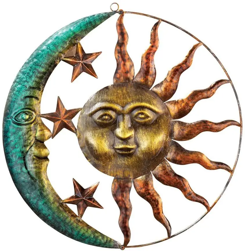 

Sun Moon Wall Decoration Sculpture Waterproof Durable Metal Home Pendant House Yard Elk Garden Ornament
