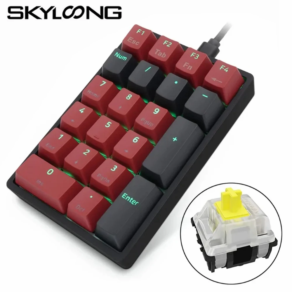 

Skyloong SK21 Portable Mini USB Wired Numeric Keypad RGB Backlight Digital Num Pad Fully Programmable Optics Mechanical Keyboard