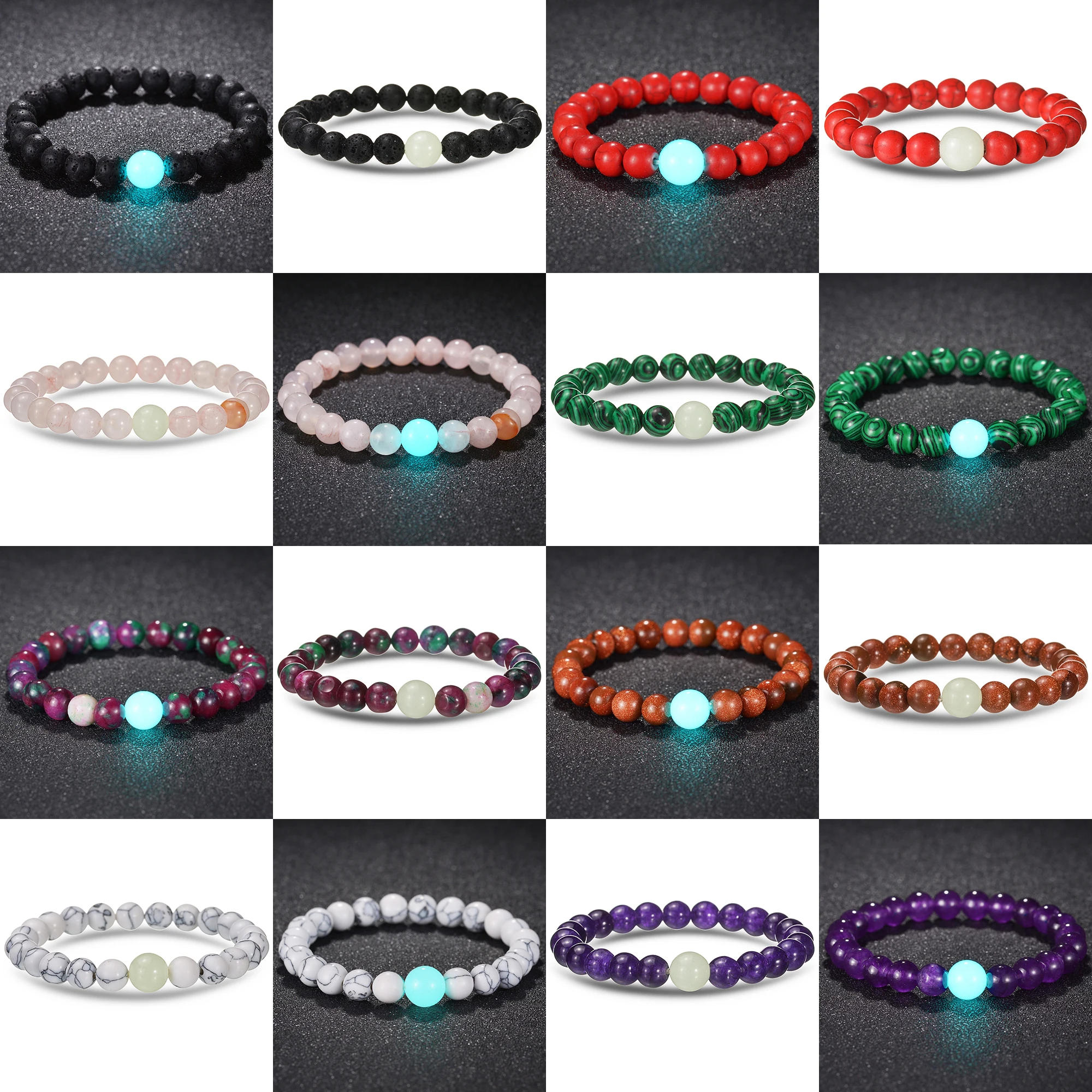 Браслет с натуральными камнями MeMolissa, женский и мужской браслет с подсветкой, Ювелирное Украшение в подарок