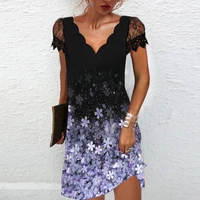 summer sexy short sleeve party dress women fashion v neck lace short sleeves 2022 elegant print dresses women home wear clothes