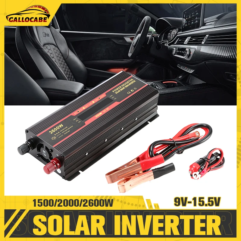 

DC 12V To AC 220V Portable Car Transformer Sine Wave Inverter 1500W/2000W/2600W Conversion European Socket