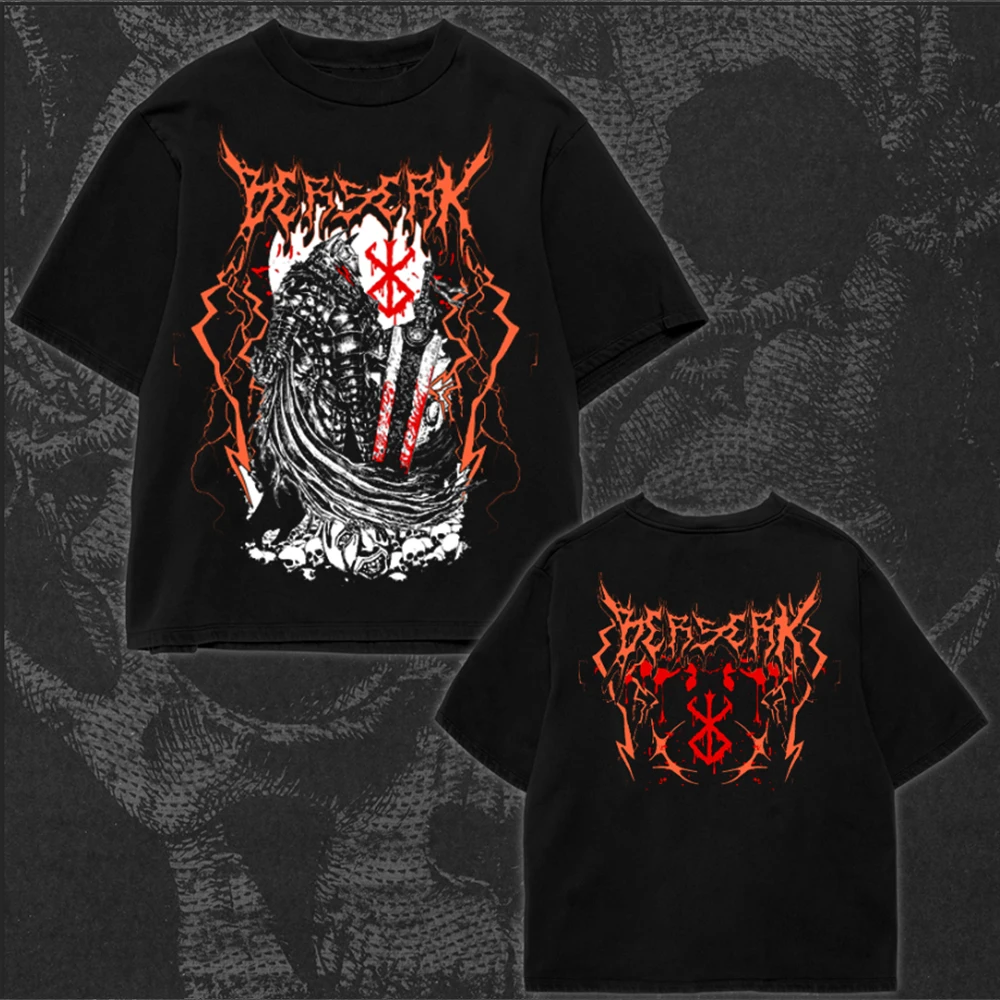 Новая мужская футболка из чистого хлопка с 2D принтом японского аниме BERSERK