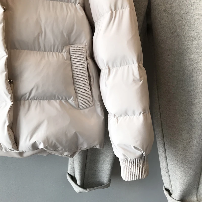 QOERLIN Women Winter Warm Puffer Jacket Coat 2022 Thicken Stand Collar Zipper Overcoat with Pocket Korean Fashion Bread Coat