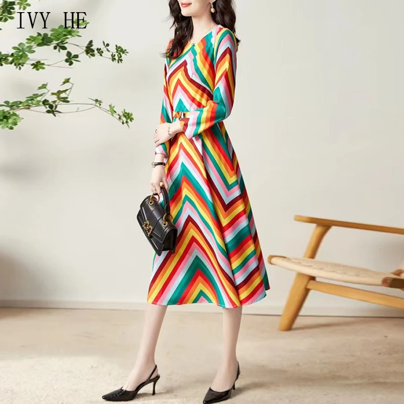 Высококачественное осеннее платье IVY HE женская одежда офисное длинное средней