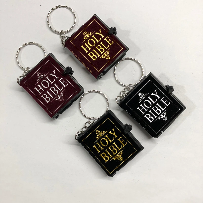 

Mini HOLY Bible Keychain Religious Miniature Paper Key Chain Women Prayer God Bless Gift Souvenirs Keyring