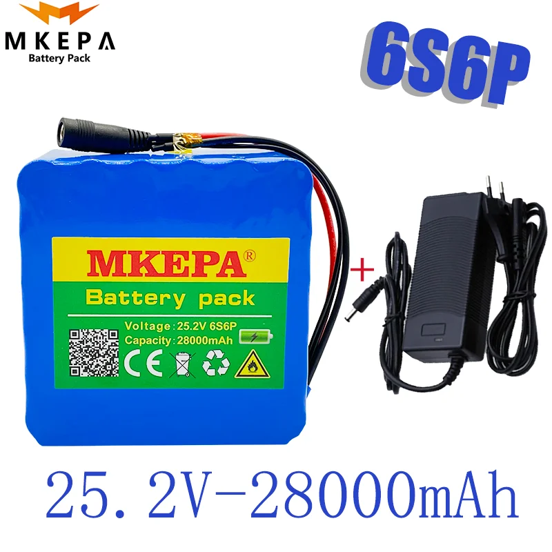 

24v 28ah 6S6P lithium battery 25.2V 28000mAh li-ion battery for bicycle battery pack 350w e bike 250w motor + 2A charger