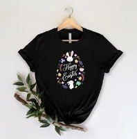 happy easter shirt christian shirt fashsion letter cotton female clothing o neck short sleeve tees streetwear y2k drop shipping