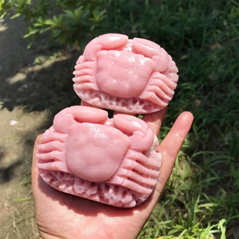 

1 шт., фигурка-краб из натурального розового опала, 8,5 см