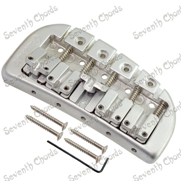 

A Set Curve Baseplate Double Bullet Saddle Bass Bridge For 5 String Electric Bass guitar - Silver