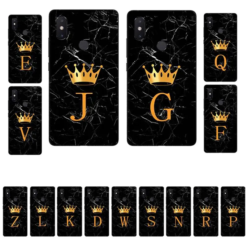 

Black Marble Crown Letter Phone Case for Xiaomi mi 8 9 10 lite pro 9SE 5 6 X max 2 3 mix2s F1